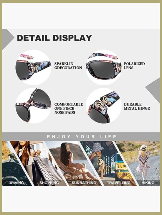 Polarized Sunglasses with Butterfly Wrap-Around Design UV400 Protection main image 7